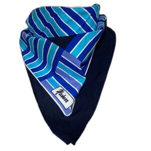 NASHARR Square Scarf Blue White Geometric Striped Pattern Japan 21 x 21 inches